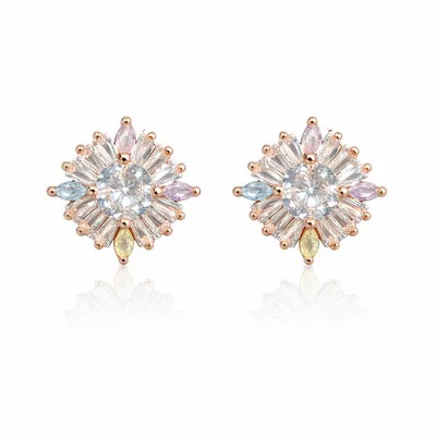 🌸 CZ Peony Bloom Dangle Earrings